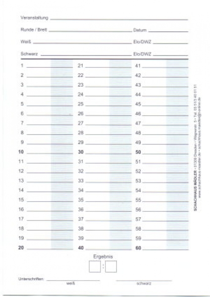 Partieformulare  SD 60 Züge  -  1000 Stück